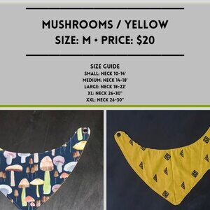 *NOW FOR $15* Mushroom Bandana- Medium 14-18" W/ DISCOUNT SHIPPING